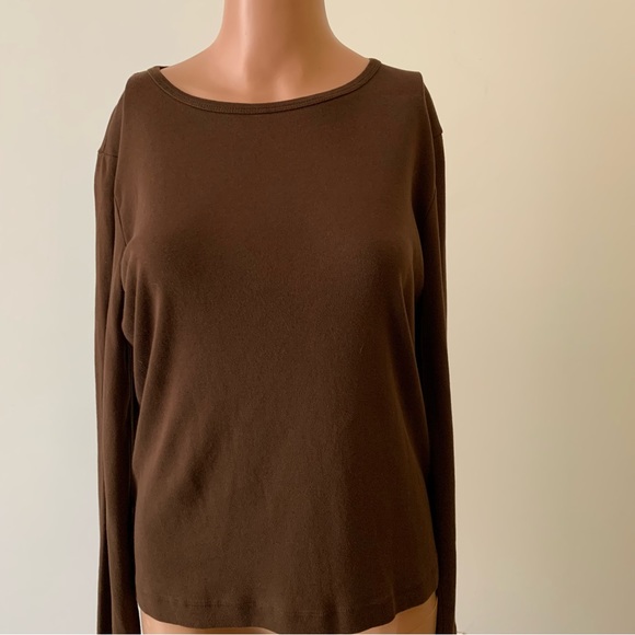 JONES NEW YORK SPORT. Brown knit pullover top. Long sleeves. Round neck. - Picture 3 of 8